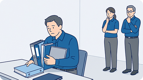 特定の管理者だけが記録を抱えている様子
